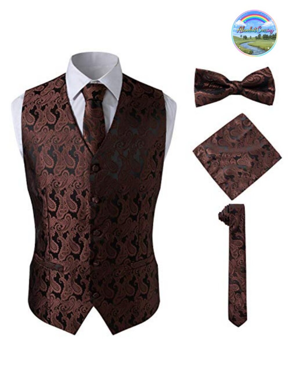 Men's Formal Suit Vest 4PC Set Slim Fit Polyester Viscose Business Wedding